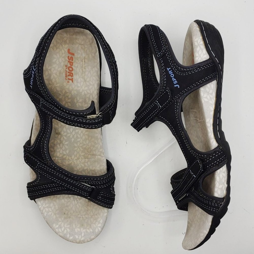 J Sport By Jambu womens 10M Black Strappy 2 way Adjustable Sandals